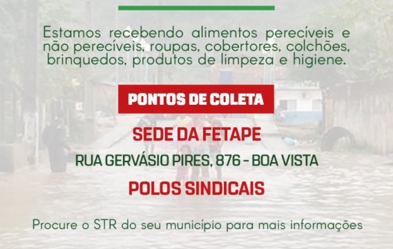 11º Congresso da Fetape em Garanhuns é ponto de coleta de donativos para famílias atingidas pelas chuvas